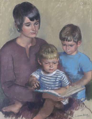 William Dring (1904-1990), pastel, Melissa and the boys, sig...