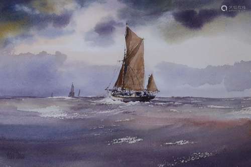 Peter Toms (b.1940), watercolour, Into The Sun, signed, 21 x...