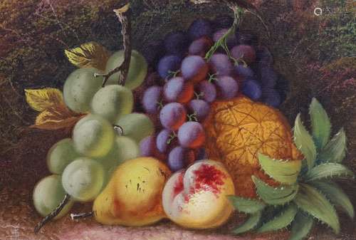 English School c.1900, oil on canvas, Still life of fruit, m...