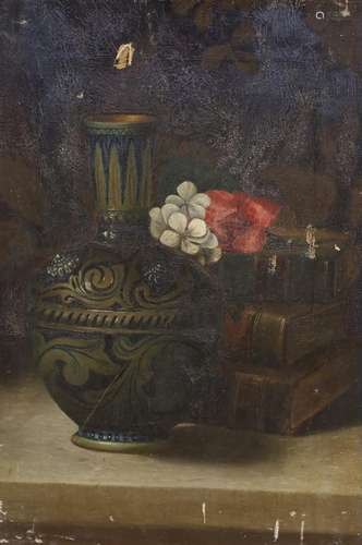 English School c.1890, oil on canvas, Still life of a Doulto...