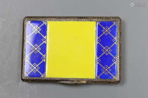 A George V silver and two colour enamel rectangular cigarett...