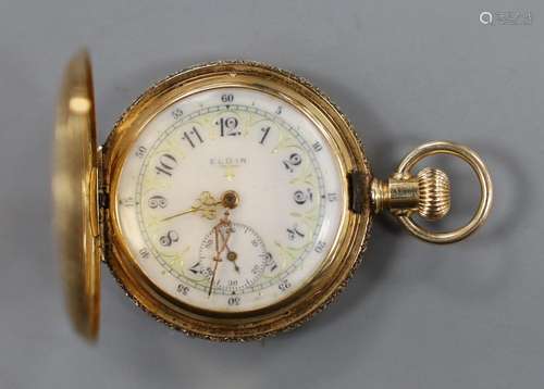 An early 20th century 14k Elgin hunter keyless fob watch, wi...