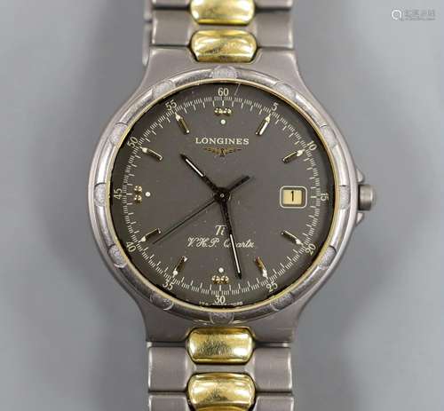 A gentlemans modern steel? and gold plated Longines TI VHP Q...