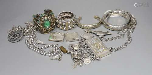 A small group of Middle Eastern mainly white metal jewellery...