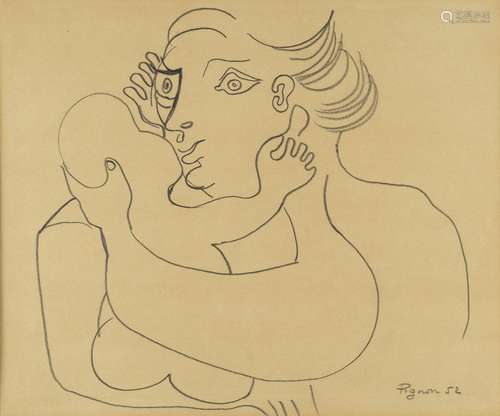 Edouard PIGNON (1905-1993) - Mère et enfant - Crayon - Signé...