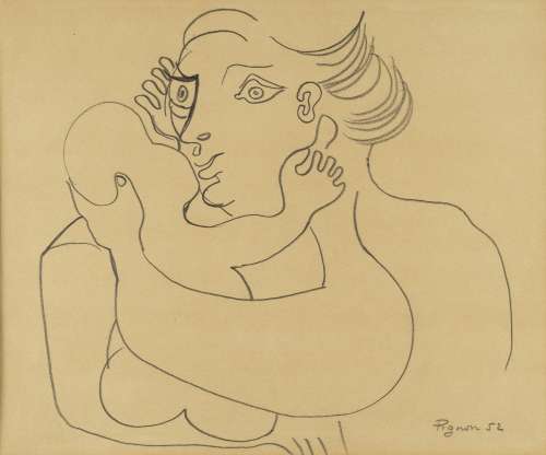 Edouard PIGNON (1905-1993) - Mère et enfant - Crayon - Signé...