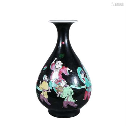 Wujin glaze pastel figure jade pot spring bottle