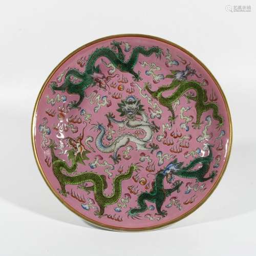 foundation multicolored dragon pattern plate