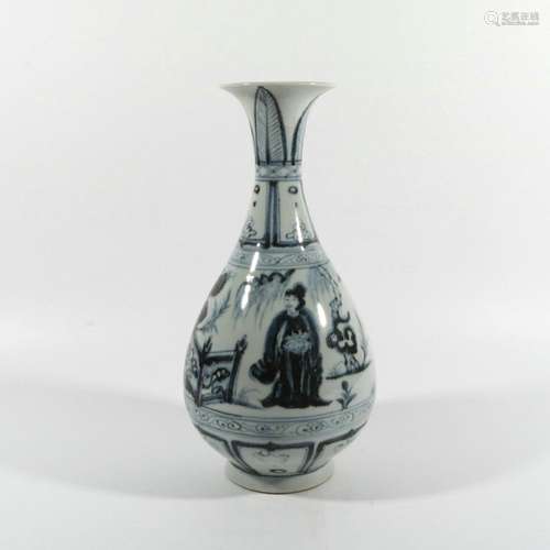 Blue and white figure jade pot spring bottle