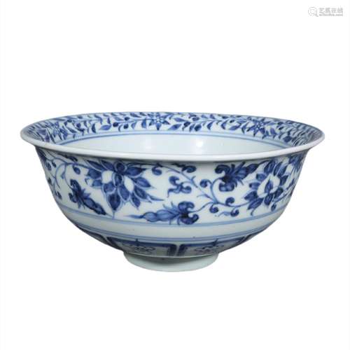 Blue and white lotus bowl