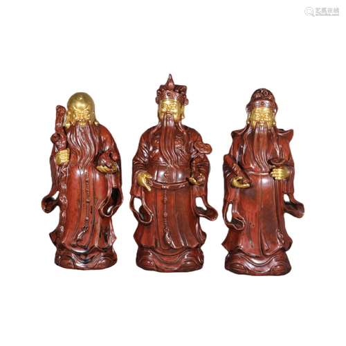 Fu Lu Shou Kiln Variation Gold Buddha