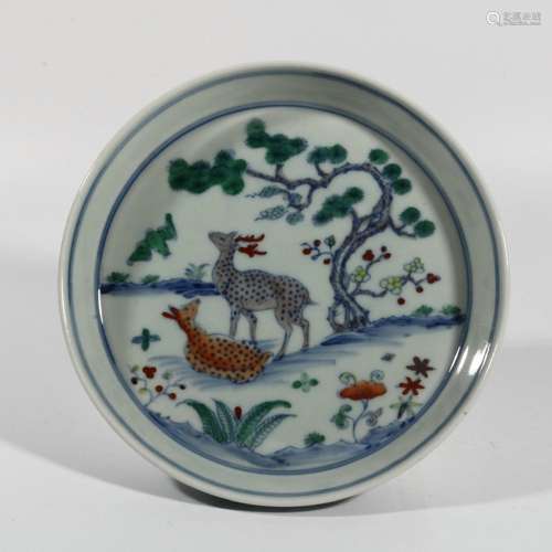 Doucai Deer Plate