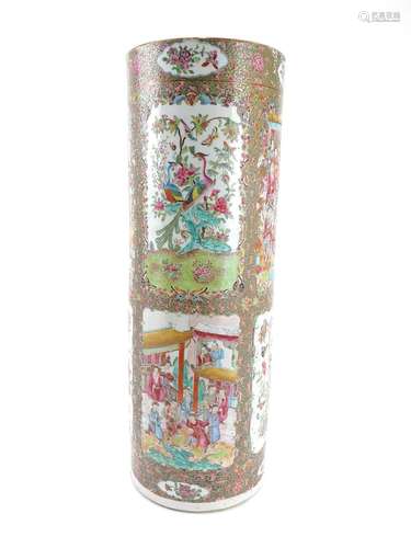 A large Chinese Canton porcelain umbrella stand, 19th centur...