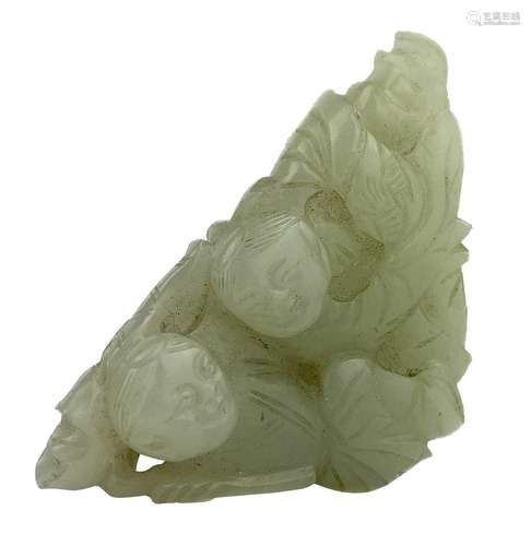 A Chinese pale jade carving of two boys, Qing Dynasty.