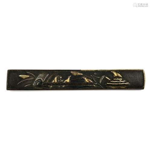 A Japanese bronze and gold kozuka, (knife handle) Edo period...