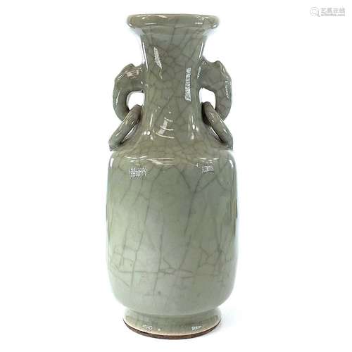 A Chinese celadon crackle glaze vase.