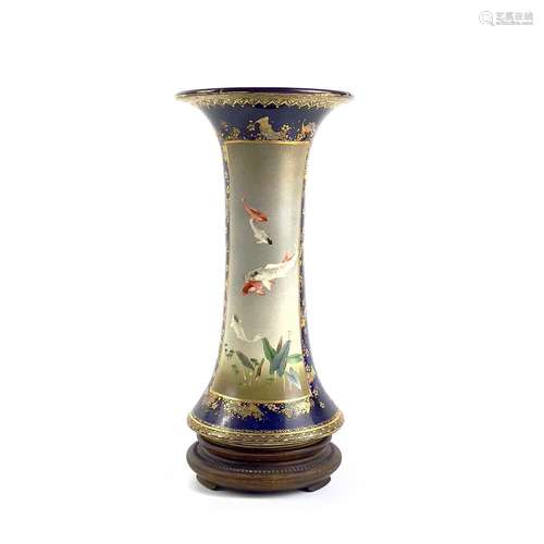 A Japanese Satuma porcelain trumpet vase, Meiji period, sign...