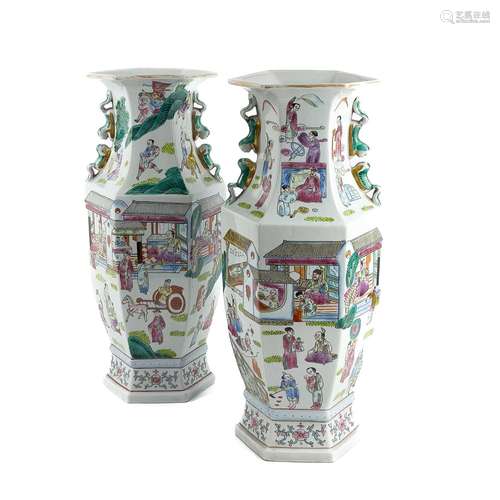 A large pair of Chinese famille verte porcelain vases, 20th ...