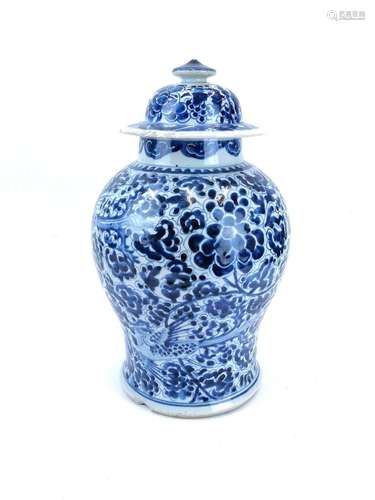 A Chinese porcelain blue and white baluster vase and cover.