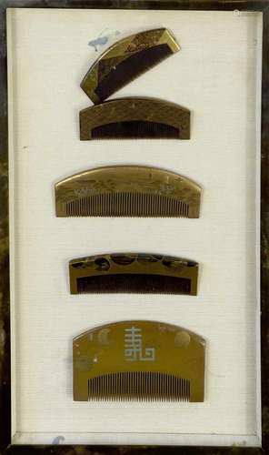 Five Japanese lacquered combs Meji period.