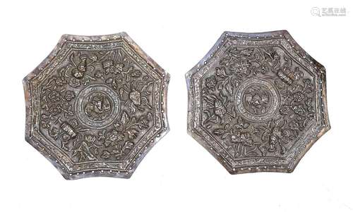 A pair of Chinese Straits silver pillow mounts, circa 1900.