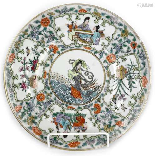 A Chinese famille verte porcelain plate, late 18th/early 19t...