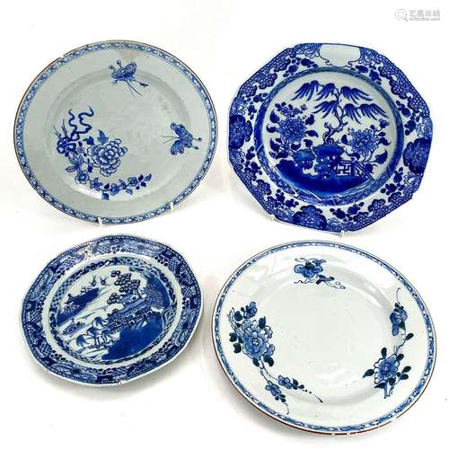 An 18th century blue and white octagonal soup plate.