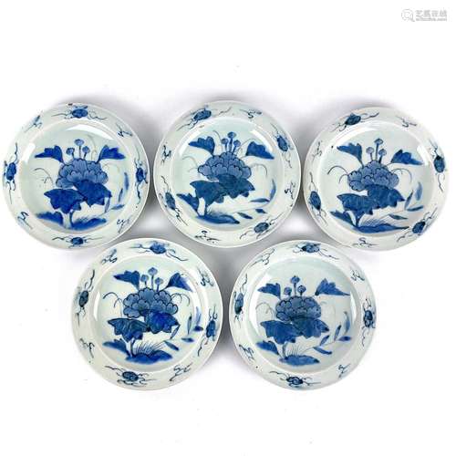 Five Chinese blue and white porcelain plates, possibly 18th ...