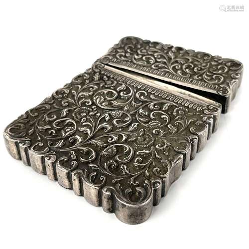 An Indian Kutch silver card case, 19th century.