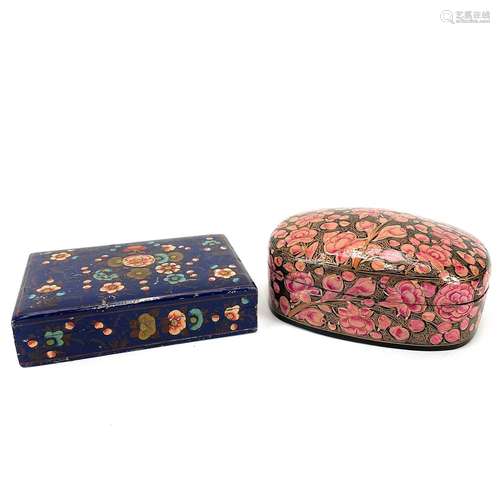 A 20th century Persian lacquer box and cover.