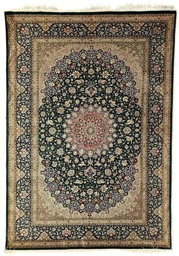 A very fine Qum silk rug.