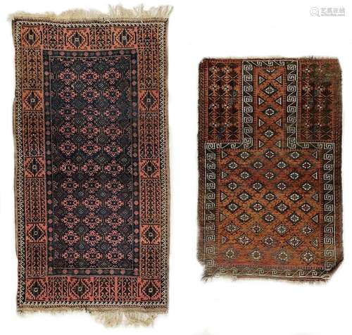 A Belouch rug and a Belouch prayer rug, circa 1900.