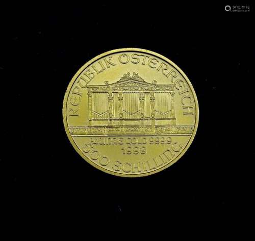 500 SCHILLING 1999 - 1/4 UNZE GOLD 0.999, WIENER PHILHARMONI...