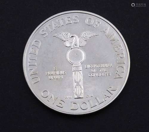ONE DOLLAR 1989 D 200 JAHRE KONGRESS, 26,8G., D. 38MM