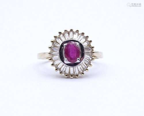 HARRY IVENS RING MIT OVAL FACC. RUBIN, STERLING SILBER - VER...
