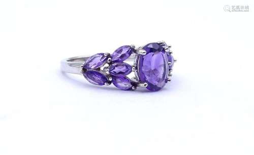 STERLING SILBER RING MIT AMETHYSTEN, 2,4G., RG 54