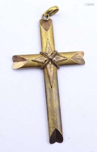 BRUSTKREUZ ANHÄNGER, GOLD UM 14K, 65X33MM