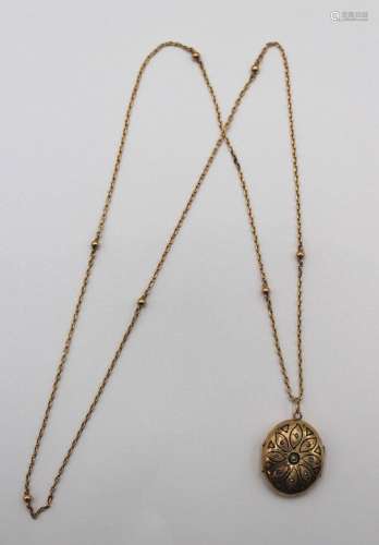 MEDAILLON AN KETTE, WOHL GOLD UM 14K (GEPR.)