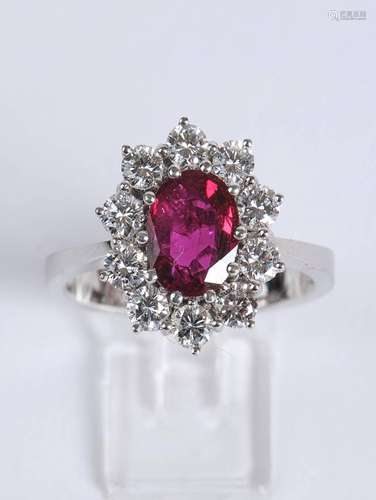 Ring, WG 750, 10 Diamanten zus. ca. 1.50 ct.