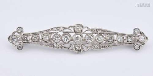 Brosche, Art Deco, Platin, 19 Diamanten ca.