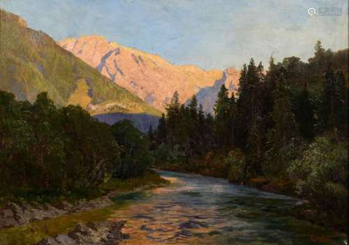 HOLUB, GEORG (1861 BRÜNN - 1919 WIEN). ALPENGLÜHEN WASCHENEC...