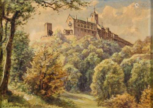 LINDEGREN, KARL (* 1898 EISENACH). ANSICHT DER WARTBURG BEI ...