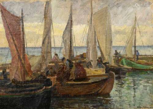 SÖRENSEN, EILER KARL (1869 BENLÖSE - 1963). FISCHERBOOTE.