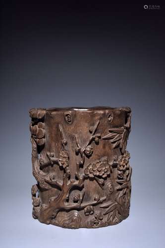 Chinese Chengxiang Wood Hand Carved Brushpot