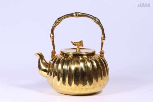 Japanese Gilt Silver Teapot ,Hallmark
