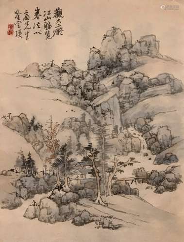 Chinese Ink Color Landscape Painting