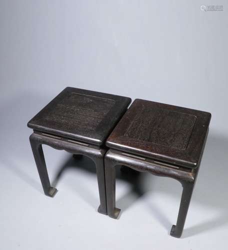 Pair Chinese Zitan Wood Stand