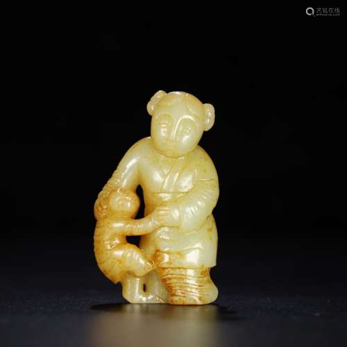 Chinese Jade Carved Boy Figurine