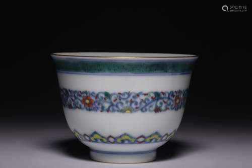 Chinese Doucai Porcelain Cup,Mark