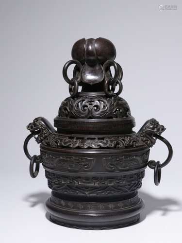 Chinese Zitan Wood Carved Censer